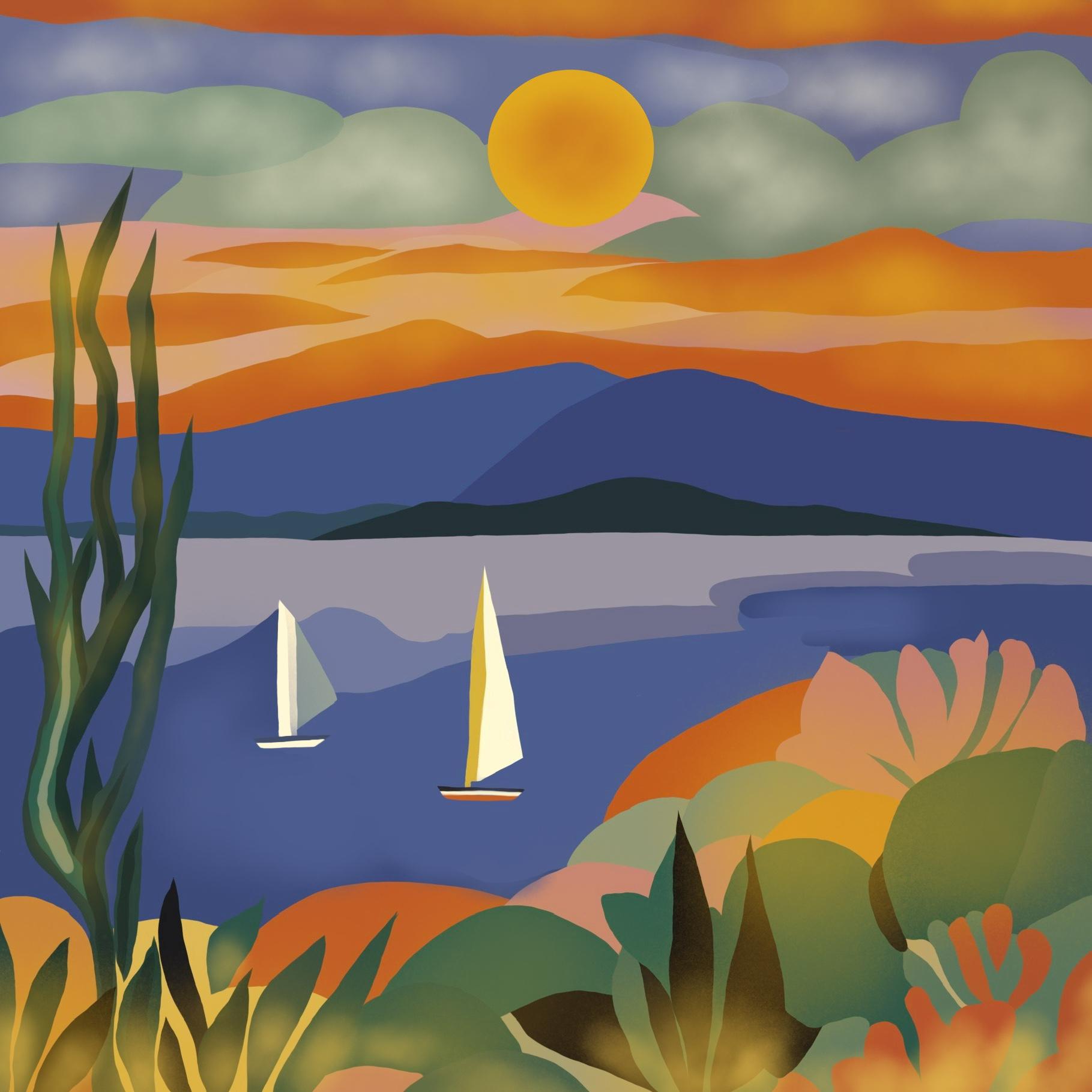 Nina TsoritiSeascape , 70x70cm, impression sur toile, édition 20 pcs.2023 Vente En Ligne À Chaud